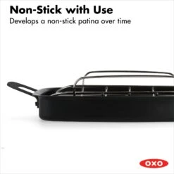 OXO Obsidian Carbon Steel Roaster With Rack -Cutlery Shop cc005106 001 4