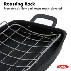 OXO Obsidian Carbon Steel Roaster With Rack -Cutlery Shop cc005106 001 5