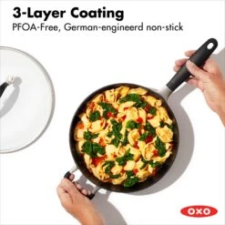 Non-Stick 3-Quart Chef's Pan With Lid And Helper Handles -Cutlery Shop oxo 10incvdchef nonstick 1